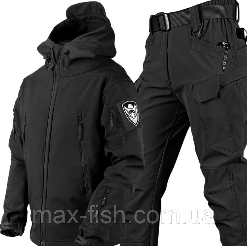 Костюм софтшел Gwild Чорний Soft Shell на флісі L