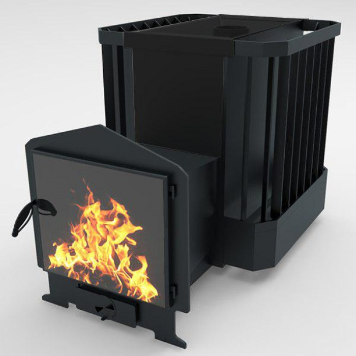 Піч для лазні та сауни Ребро 15 м3 з виносом і склом 400/400, фото 1