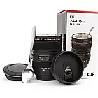 Термокухоль з кришкою 300 мл Canon термочашка у вигляді об'єктиву від фотоапарата EF24-105 чорна, фото 2