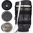 Термокухоль з кришкою 300 мл Canon термочашка у вигляді об'єктиву від фотоапарата EF24-105 чорна, фото 9