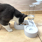Мисочка для кота для корму 3в1 Поїлка для котів і собак годівниця миска подвійна з пляшкою для пиття, фото 4
