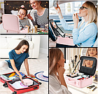 Сумка жіноча косметичка з дзеркалом, портативна дорожня сумка-органайзер для прикрас рожевого кольору., фото 4