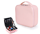 Сумка жіноча косметичка з дзеркалом, портативна дорожня сумка-органайзер для прикрас рожевого кольору., фото 6
