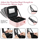 Сумка жіноча косметичка з дзеркалом, портативна дорожня сумка-органайзер для прикрас рожевого кольору., фото 8