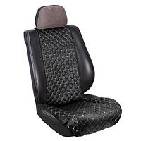 Накидка на сидіння екошкіра біла строчка перед (2 шт.)