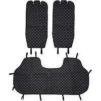 Накидка на сидіння екошкіри синя строчка зад. (3шт)