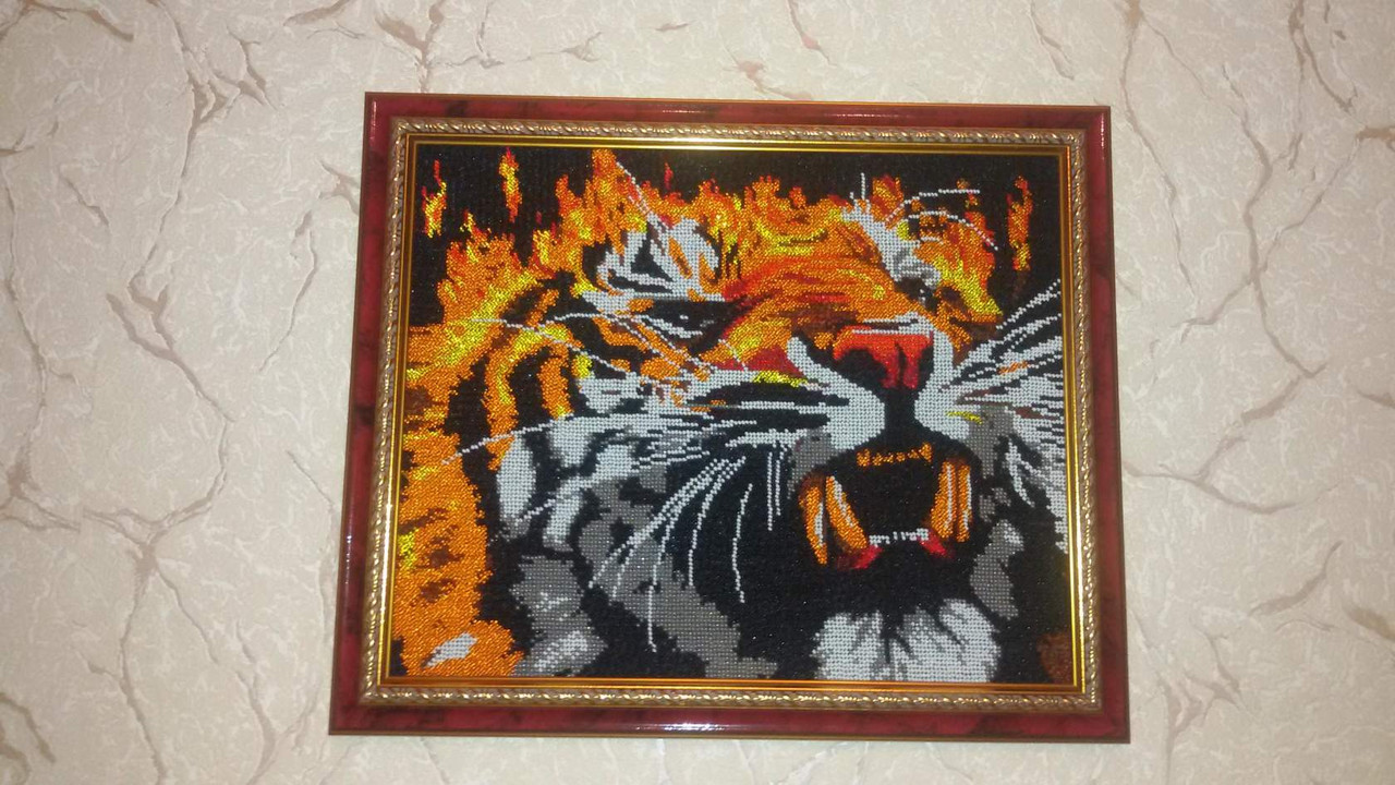 Схема для повної зашивки бісером — "Вогняний тигр"