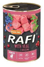 Вологий корм, Dolina Noteci Rafi паштет з телятиною, лохиною та журавлиною для цуценят, 400 г