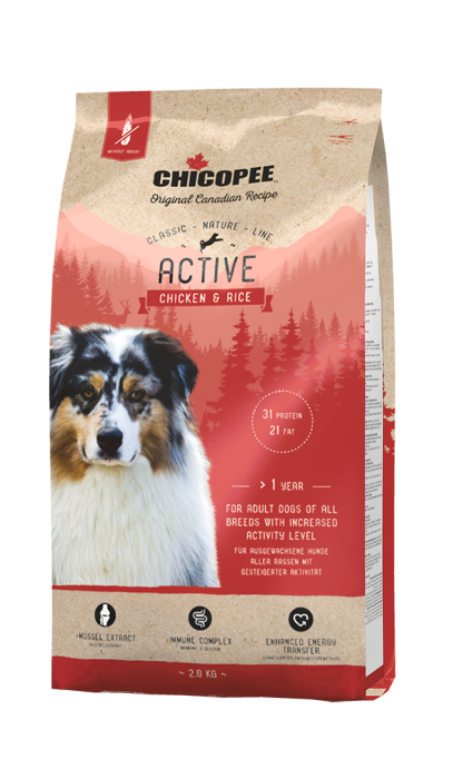 Сухий корм Chicopee CNL Adult Active Chicken & Rice із куркою та рисом для дорослих собак усіх порід старше 1 року з високим