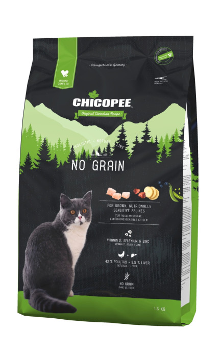 Беззерновий сухий корм Chicopee HNL Cat No Grain зі свіжим м'ясом птиці для дорослих котів, 8 кг