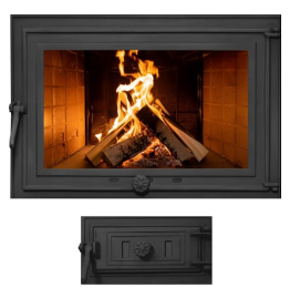 Чавунні дверцята для печі, каміна зі склом роздільні Iron Fire ADAM 640x440 + піддувало