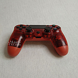 Бездротовий bluetooth джойстик DOUBLE motor vibration 4 для Sony PS4 -DS-2312-CRed. Прозоро-Червоний, фото 3