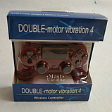 Бездротовий bluetooth джойстик DOUBLE motor vibration 4 для Sony PS4 -DS-2312-CRed. Прозоро-Червоний, фото 8