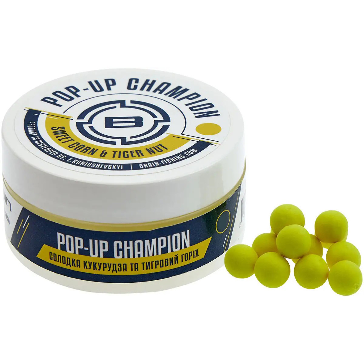 Бойли Brain Champion Pop-Up Sweet Corn & Tiger Nut (курудзяна + тигровий горіх) 06 mm 34g,1858.81.24, фото 1