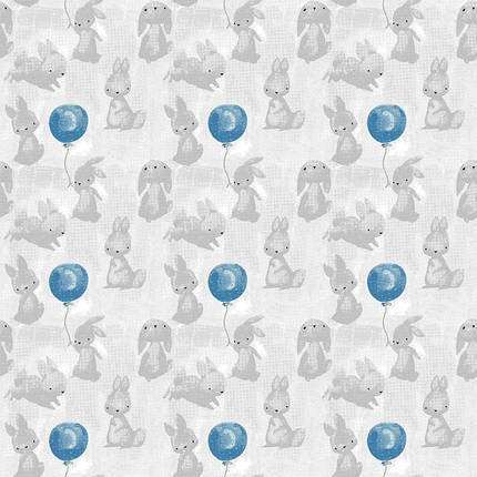 Дитяча тканина 180 см для постільної білизни Фланель (байка) кролики на світлому сірому, у рулоні 40 м, фото 1