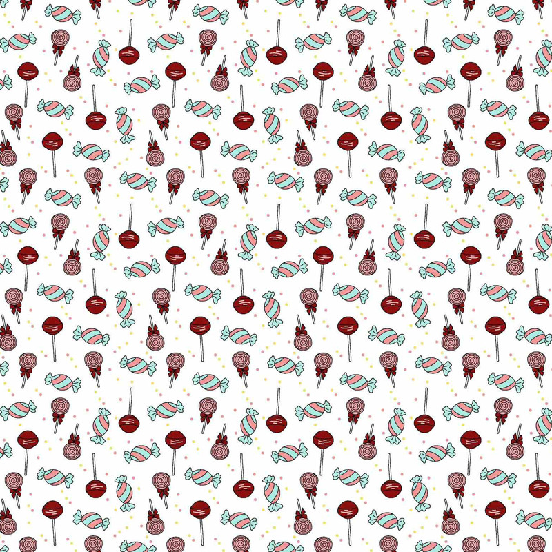 Дитяча тканина 100% бавовна для постільної білизни 180 см, набивна Фланель (байка) з малюнком цукерки на білому, у рулоні 40 м