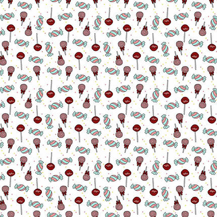 Дитяча тканина 100% бавовна для постільної білизни 180 см, набивна Фланель (байка) з малюнком цукерки на білому, у рулоні 40 м, фото 1