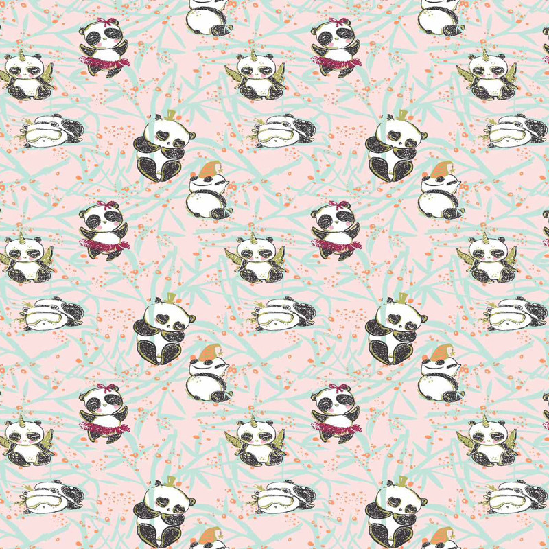 Дитяча рожева тканина 240 см для постільної білизни Фланель (байка) з малюнком ведмедика панда, рулон 40 м