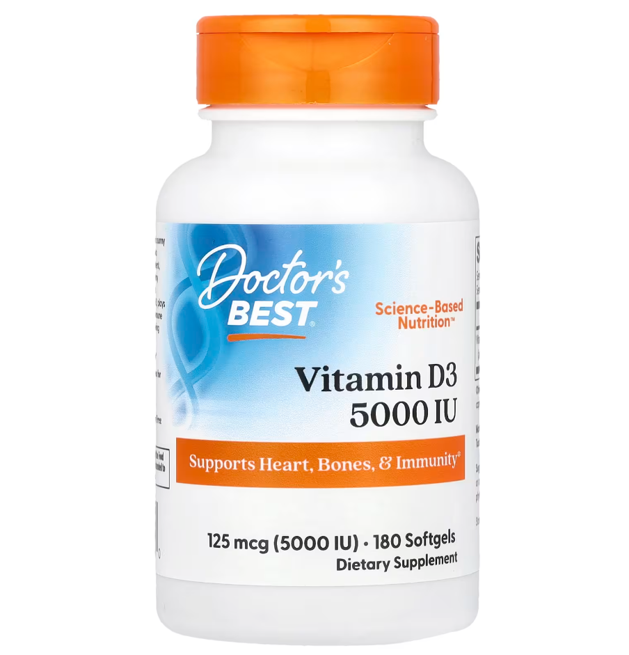 Вітамін D3 (Vitamin D3) 125 мкг (5 000 МЕ) Doctor's Best 180 капсул