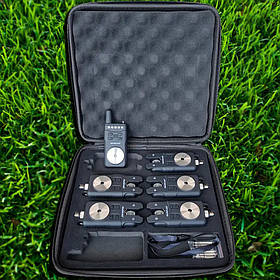 Набір сигналізаторів клювання + пейджер World4Carp FA214-5. Комплект сигналізаторів у чохлі