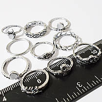 Набір кілець (10 штук) на фаланги пальців під чорнисне срібло., фото 3