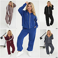 Жіночий осінній спортивний костюм батал на блискавці: 50-52, 54-56, 58-60 чорний, бордо, мокко, синій, графіт.