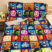 Постільна білизна полуторна Комікси Супергерої Марвел 145х215 Бязь Голд Тіротекс