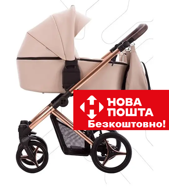 Коляска 2 в 1 Bebetto FLAVIO Premium STELA 04 бежевая Gold