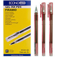 Ручка гелева ECONOMIX Piramid 0.5 мм червона (E11913-03) 1/12/144