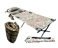 Збільшена розкладачка Aforse тип НАТО з кишенею Мультикам XL в чохлі + Подушка Aforse + Матрац Aforse