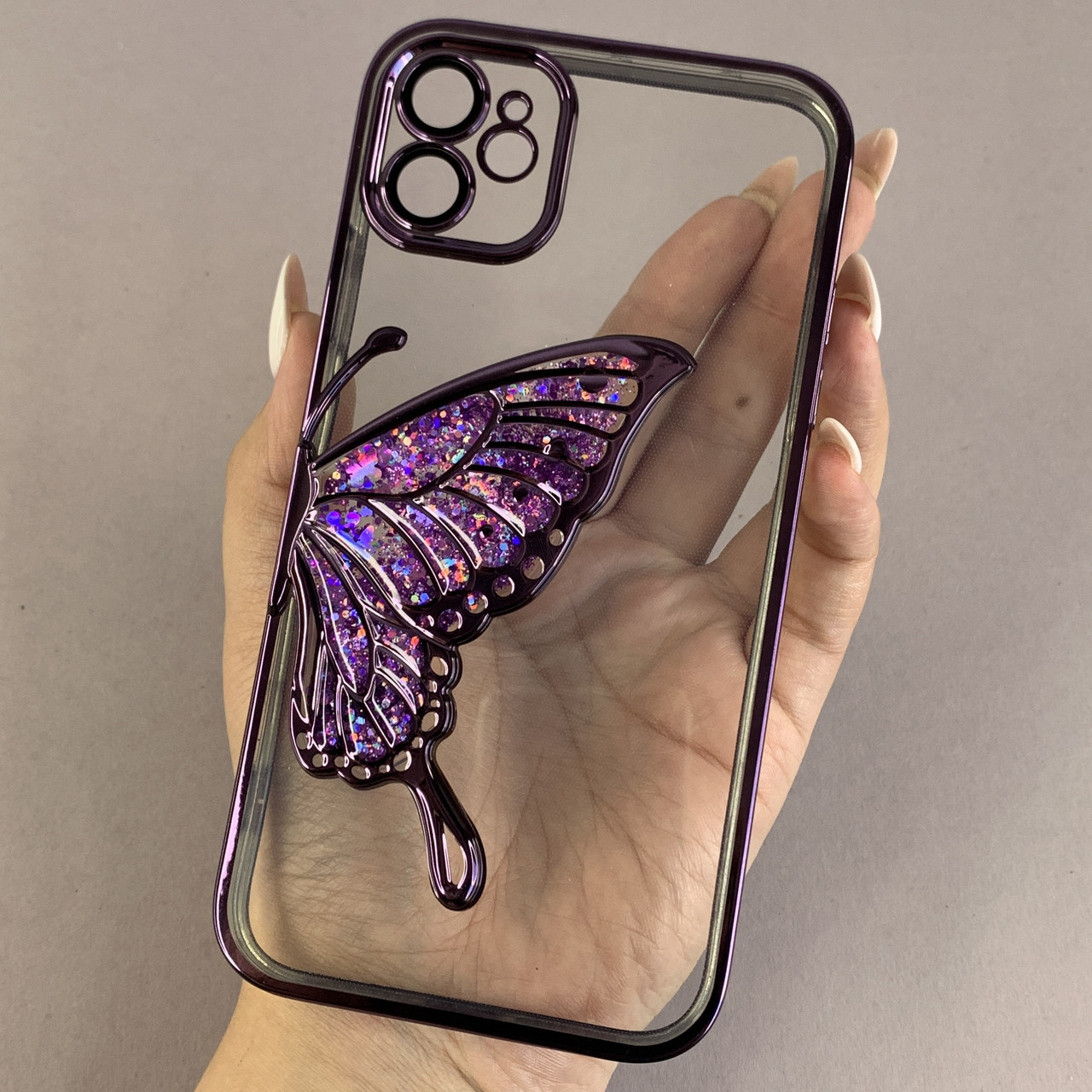 Чохол для Apple iPhone 11 чохол з метеликом з лінзами на камері на телефон айфон 11 фіолетовий c1j
