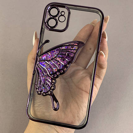 Чохол для Apple iPhone 11 чохол з метеликом з лінзами на камері на телефон айфон 11 фіолетовий c1j, фото 1
