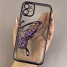 Чохол для Apple iPhone 11 чохол з метеликом з лінзами на камері на телефон айфон 11 фіолетовий c1j, фото 2