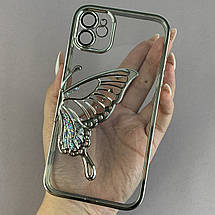 Чохол для Apple iPhone 11 чохол з метеликом з лінзами на камері на телефон айфон 11 срібний c1j, фото 2