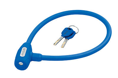 Замок на велосипед велозамок KLS Jolly тросиковий 12x650 мм синій