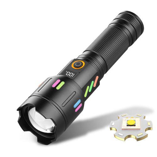 Ручний потужний ліхтар PLD-X83-TG zoom+LCD+Type-C+PowerBank+1х26650 (18650) 5 режимів, фото 1
