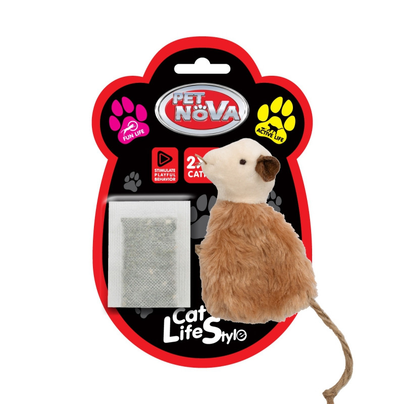 Плюшева іграшка для кота Pet Nova Catnip Mouse3 з пакетиками котячої м'яти