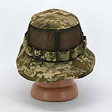 Тактична літня армійська панама з сіткою в камуфляжі піксель ММ-14 з моллі, фото 7