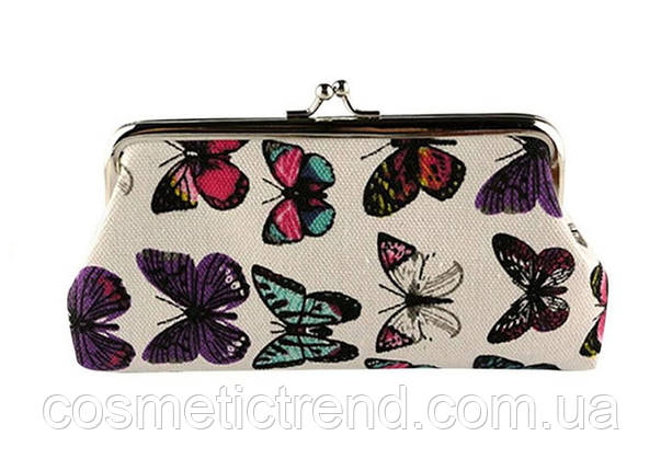 Косметичка жіноча на фемуарі світло-бежева з метеликами Vintage Butterfly Ivory 19*10*2 см, фото 1