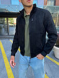 Чоловіча куртка замшева весна-осінь з теплою підкладкою чорна Туреччина. Фото в живу, фото 3