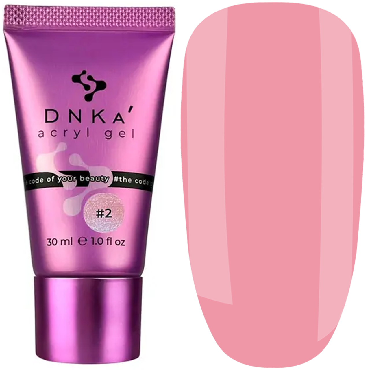 Акрил-гель для нарощування DNKa Acryl Gel №0002 Vitrage, 30 мл напівпрозорий рожевий у тюбику