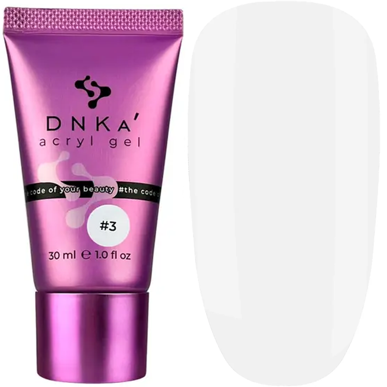 Акрил-гель для нарощування DNKa Acryl Gel №0003 Paradise, 30 мл білий у тюбику