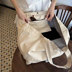 Шопер з написом *грішна, каюсь* 60*35*25 см (світлий)