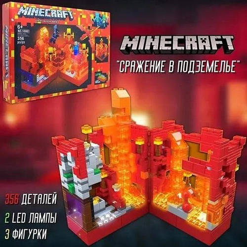 Конструктор качественный Майнкрафт с подсветкой "Крепость Нижнего мира ...