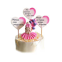 Декор на торт прикраси цукрові набір фігурок Дівчинка з сердечками