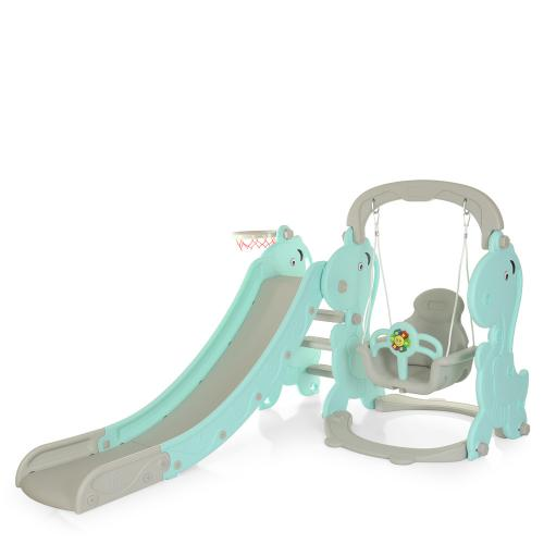 Дитяча гірка-гойдалка BAMBI YG2020-2-4 Сіро-м'ятний 153-195-110 см