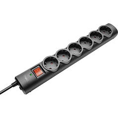 Мережевий фільтр подовжувач 1.8 м Trust Surge Guard 6XSchuko на 6 розеток Black N