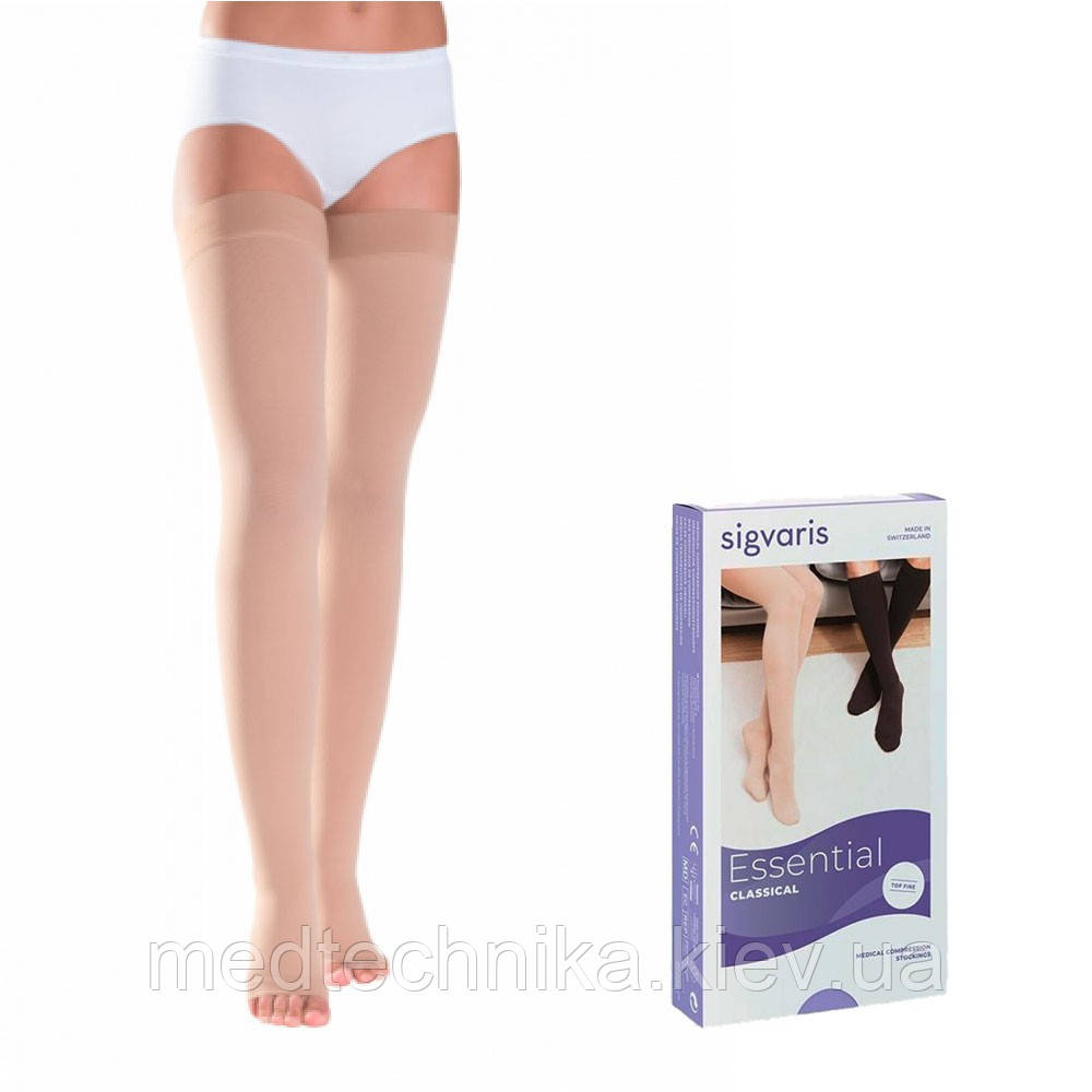 Панчохи компресійні, 1 клас, 18-21 мм рт.ст. із рельєфним фіксатором, відкритий носок, Essential CLASSICAL, Sigvaris, фото 1
