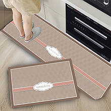 Комплект вишуканих безворсових килимків з гумовим дном для кухні 0495-7 Welcome бежевий (1142)