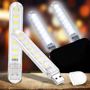 Мініатюрна світлодіодна лампа брелок біле світло на 16 діодів живлення від USB, двостороння (LUX), фото 1